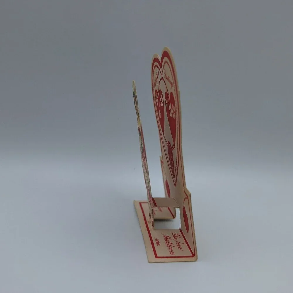 Vintage Valentines Day Card Pop-Up Stand-Up‎ Girl Heart Love Note Junk Journal